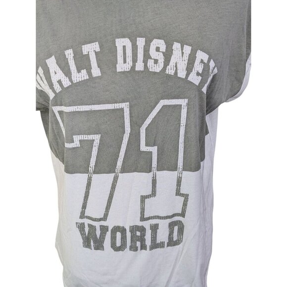 Walt Disney World Parks Women XL Jersey Style Top White Gray 71 Cap Sleeve - Picture 2 of 7